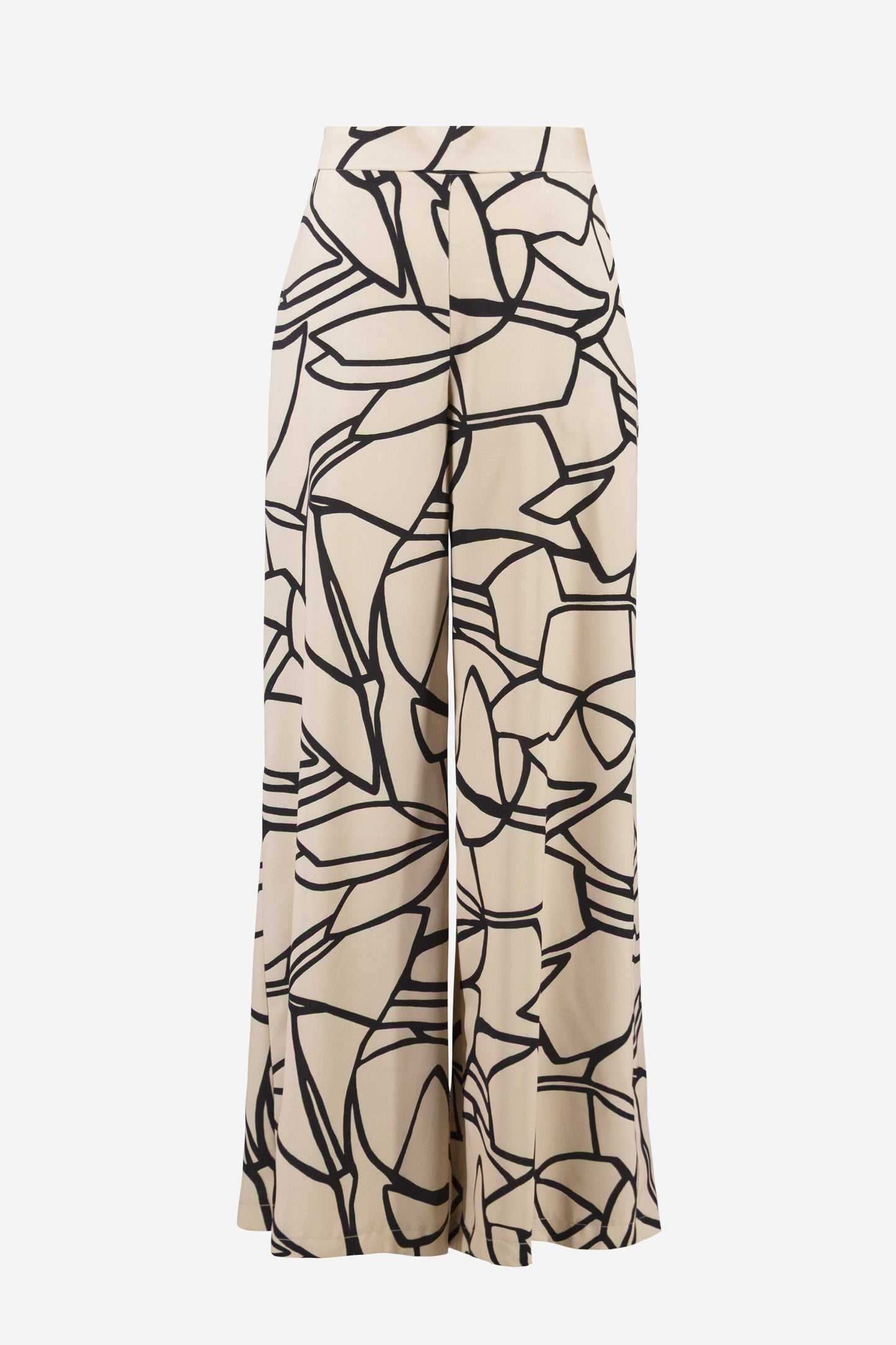 Joseph Ribkoff Abstract Print Wide Leg Trousers Beige/Black