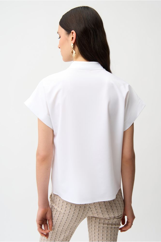 Joseph Ribkoff Zip Neck Stretch Poplin Top - White