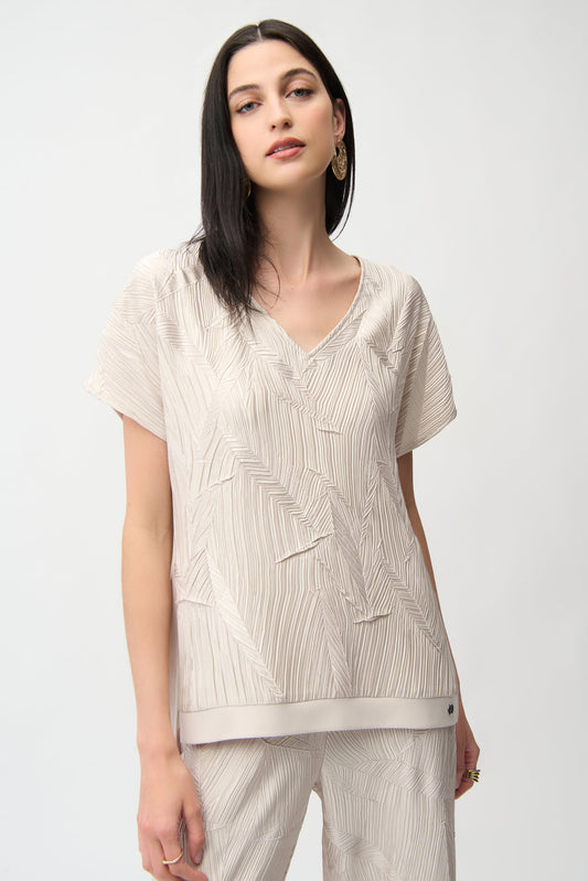 Joseph Ribkoff Pleated Boxy Top Moonstone