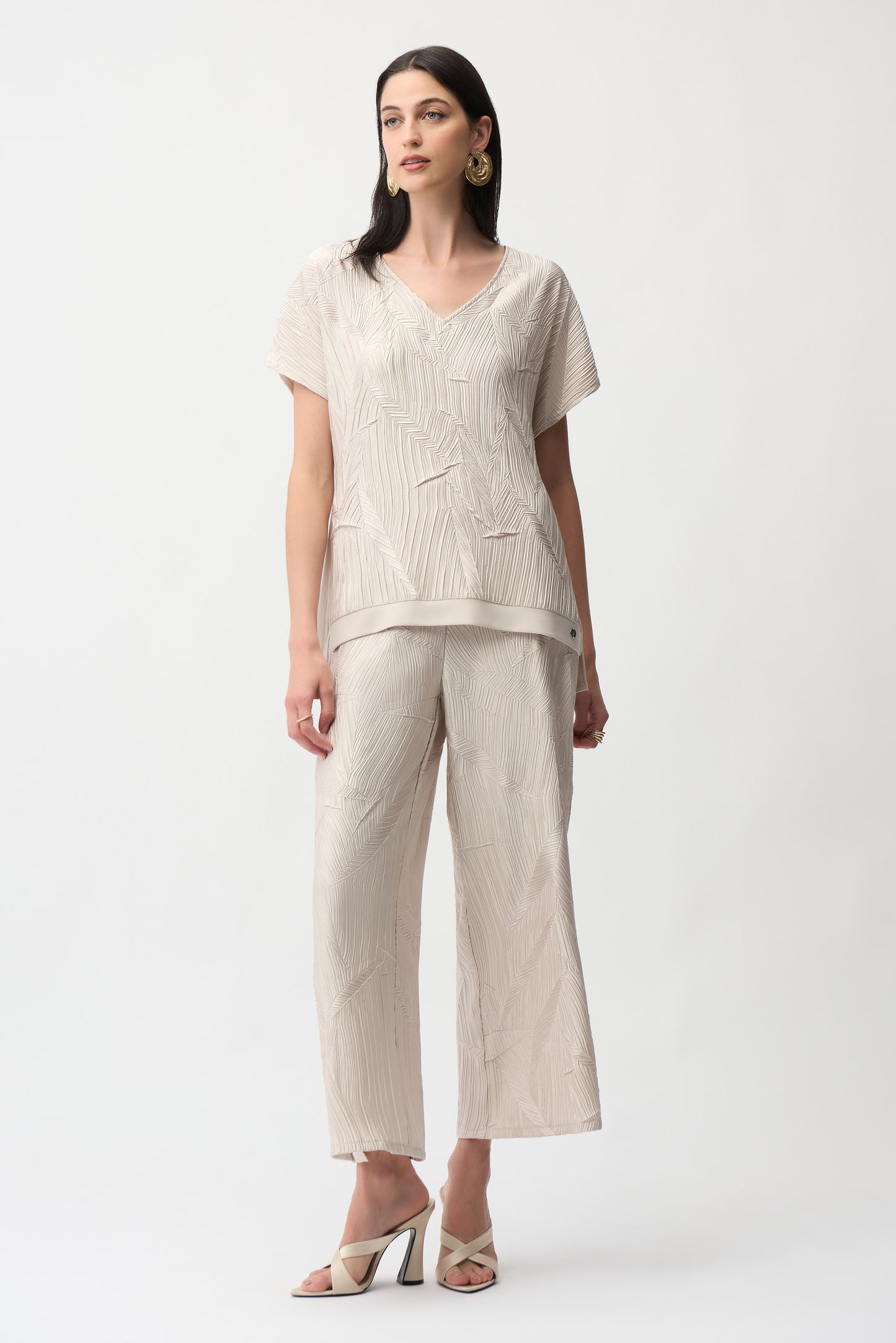 Joseph Ribkoff Pleated Boxy Top Moonstone