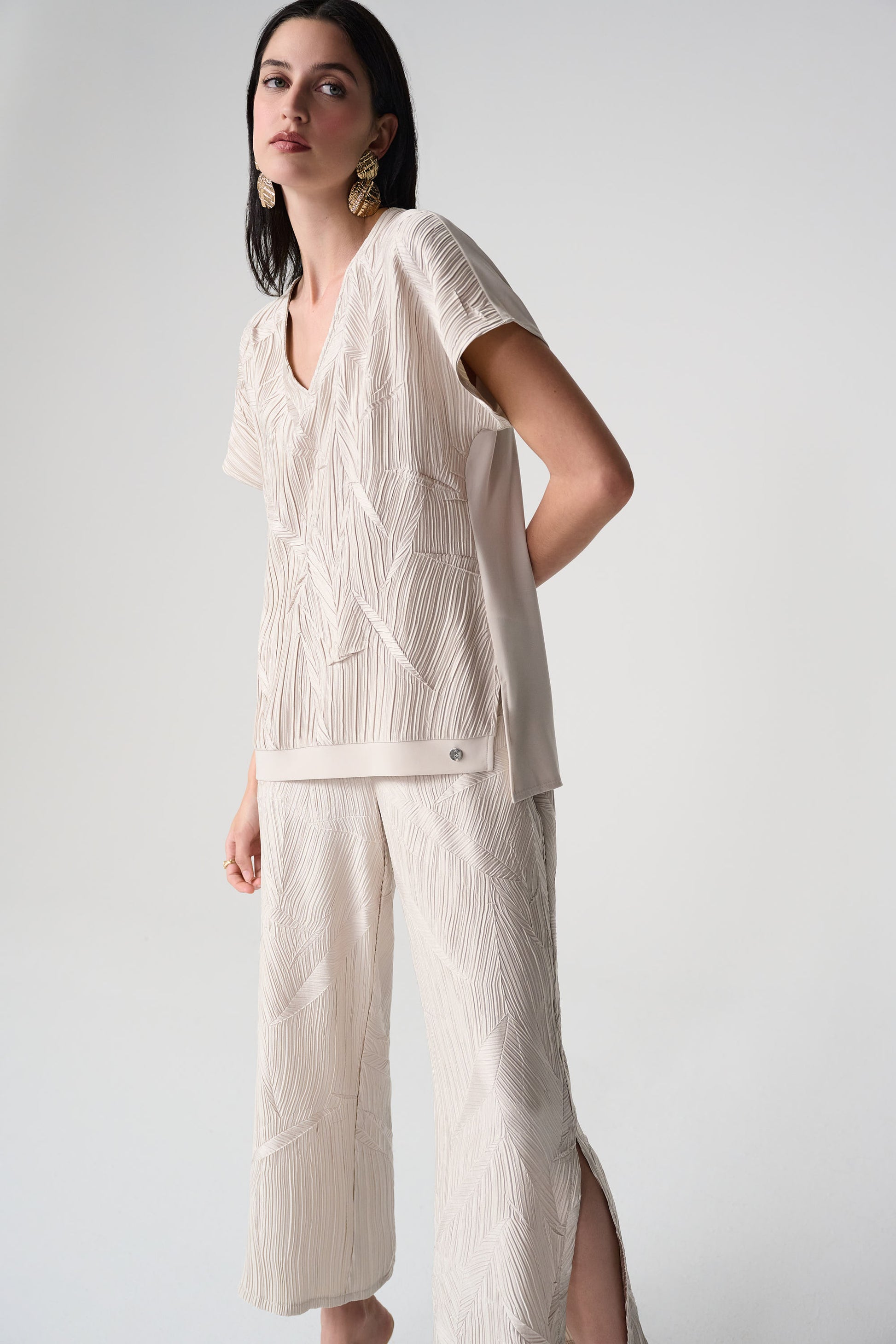 Joseph Ribkoff Pleated Boxy Top Moonstone