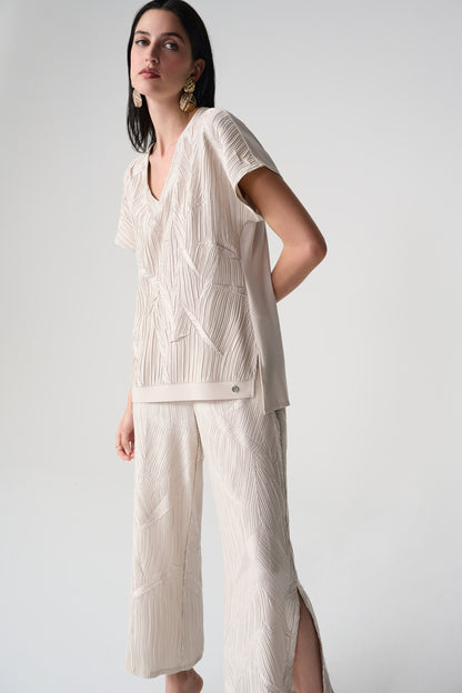 Joseph Ribkoff Pleated Boxy Top Moonstone