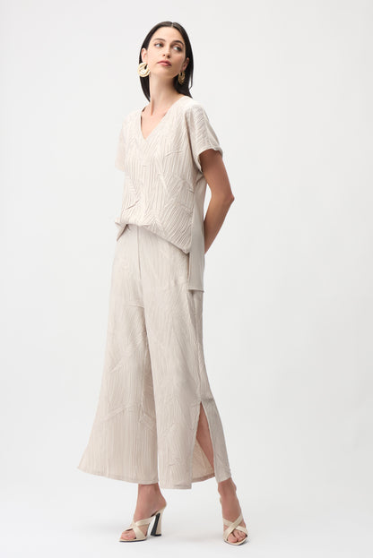 Joseph Ribkoff Pleated Satin Culotte Moonstone