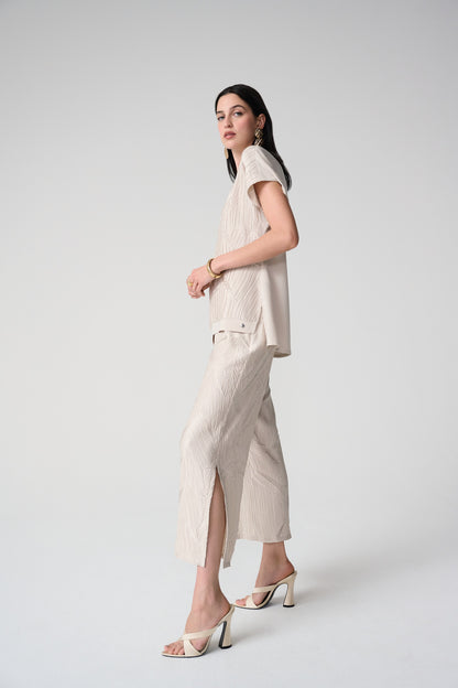 Joseph Ribkoff Pleated Satin Culotte Moonstone