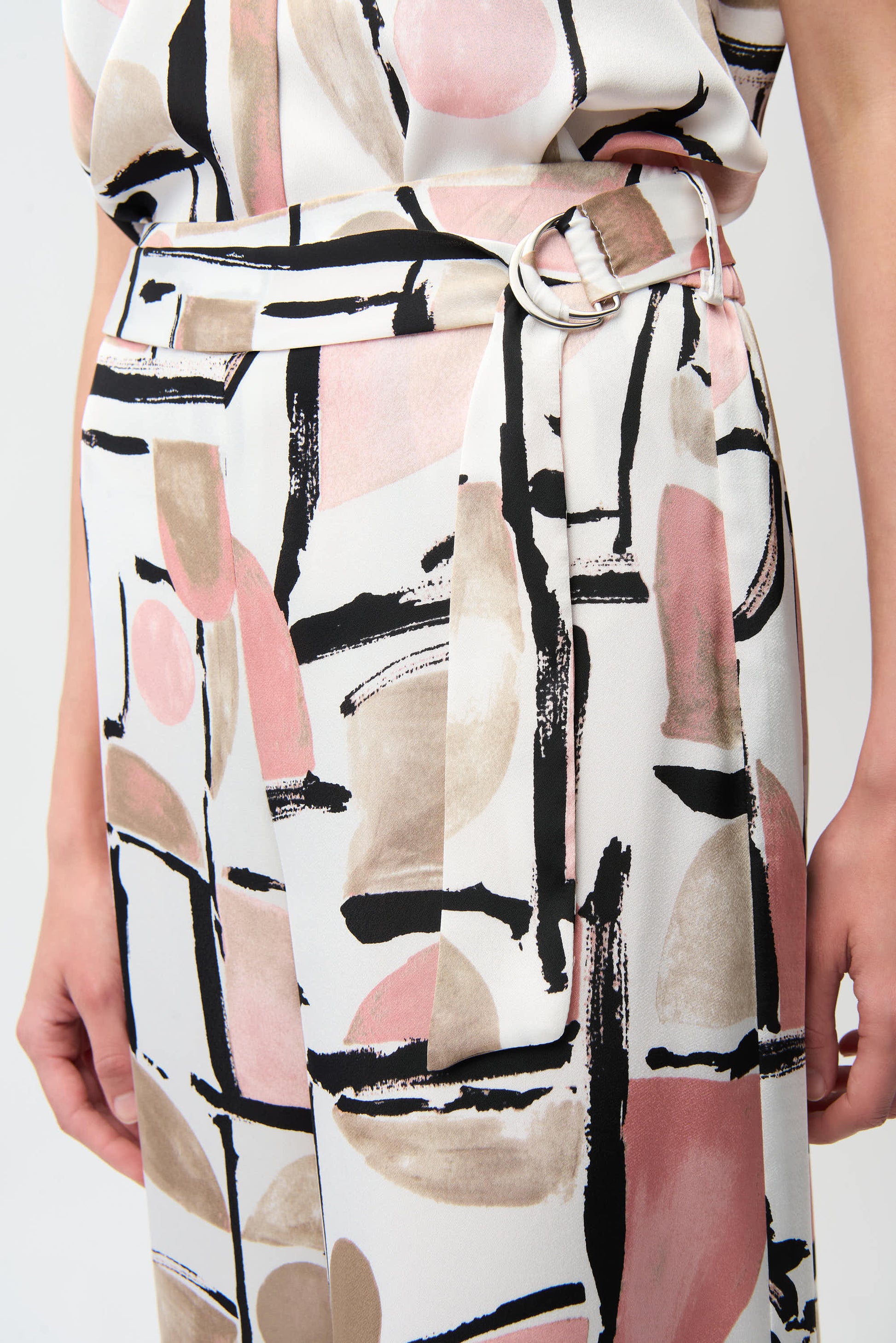 Joseph Ribkoff Abstract Print Wide Leg Trouser Vanilla/Multi