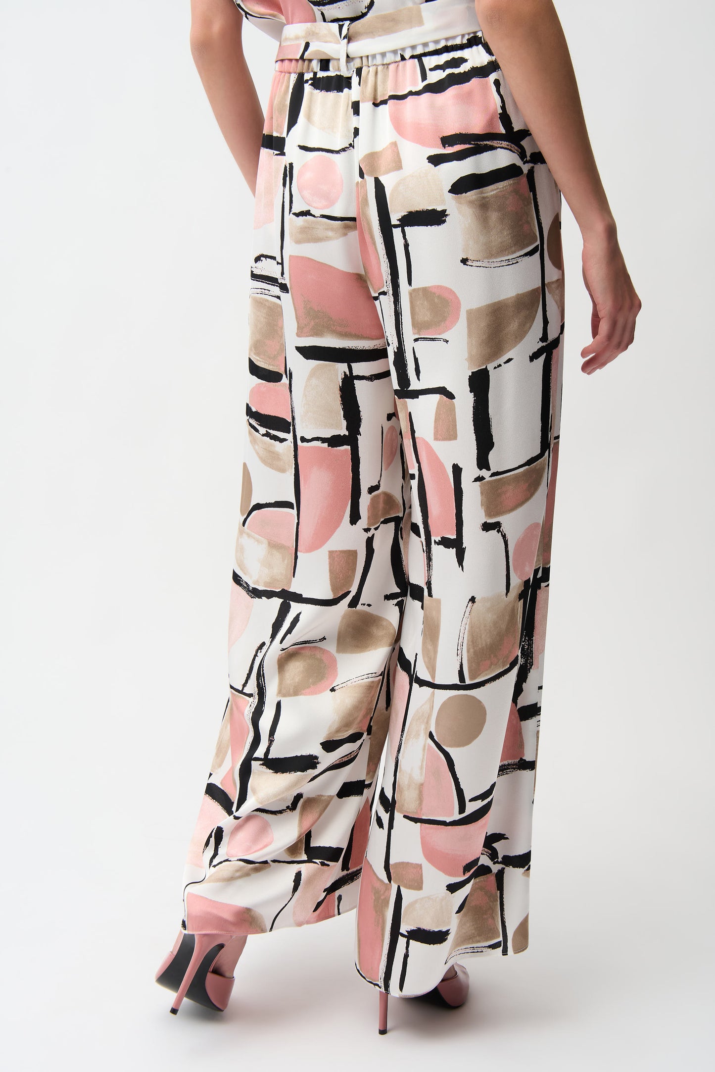 Joseph Ribkoff Abstract Print Wide Leg Trouser Vanilla/Multi