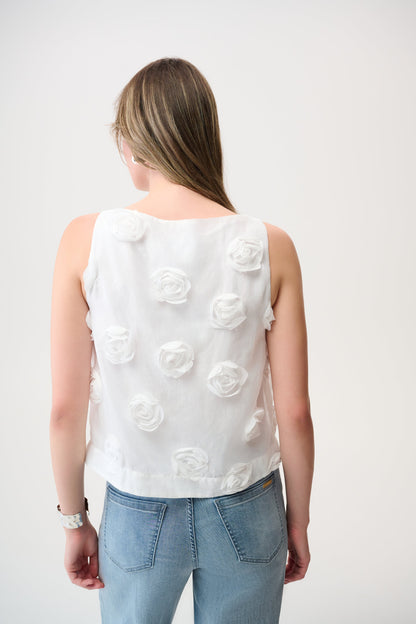 Joseph Ribkoff Sleeveless 3D Embroidery Top Off White