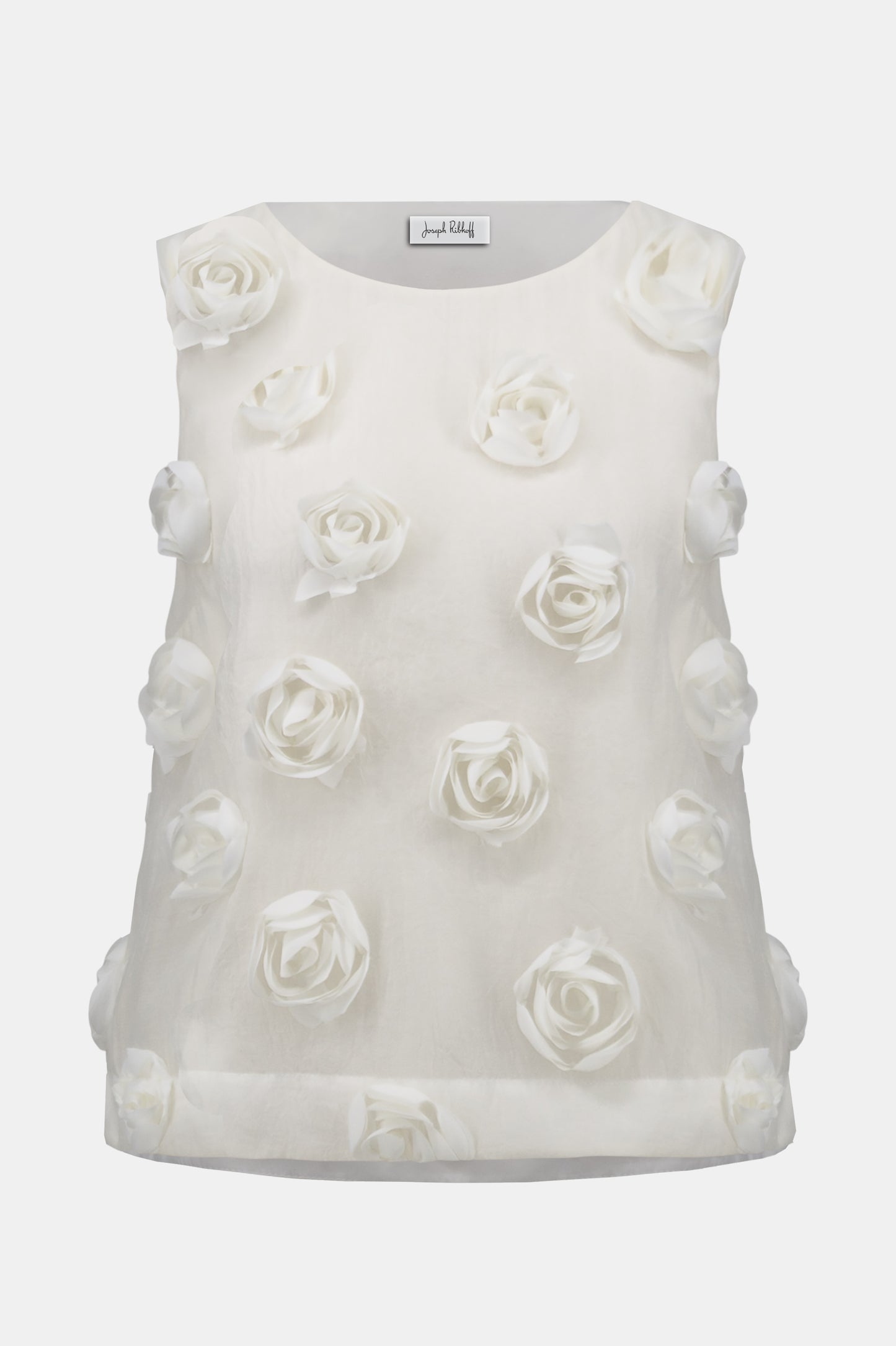 Joseph Ribkoff Sleeveless 3D Embroidery Top Off White