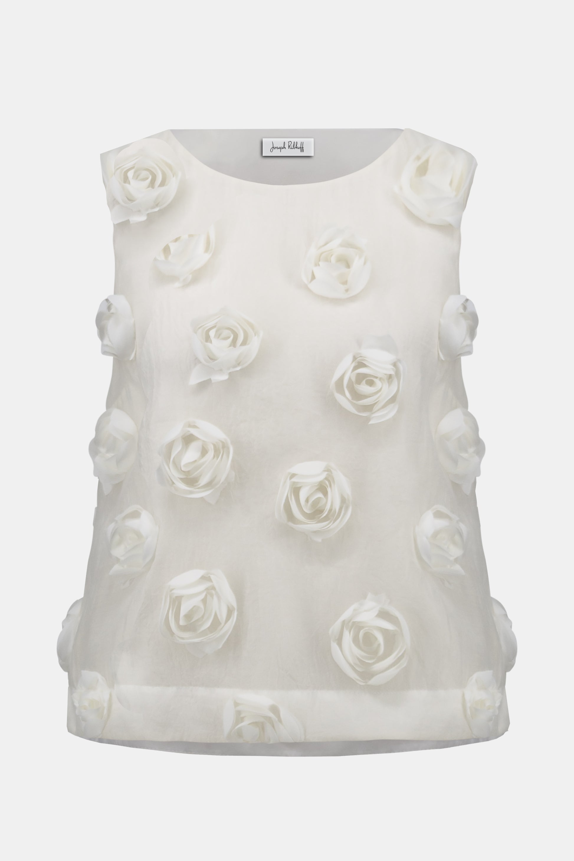 Joseph Ribkoff Sleeveless 3D Embroidery Top Off White