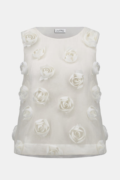 Joseph Ribkoff Sleeveless 3D Embroidery Top Off White
