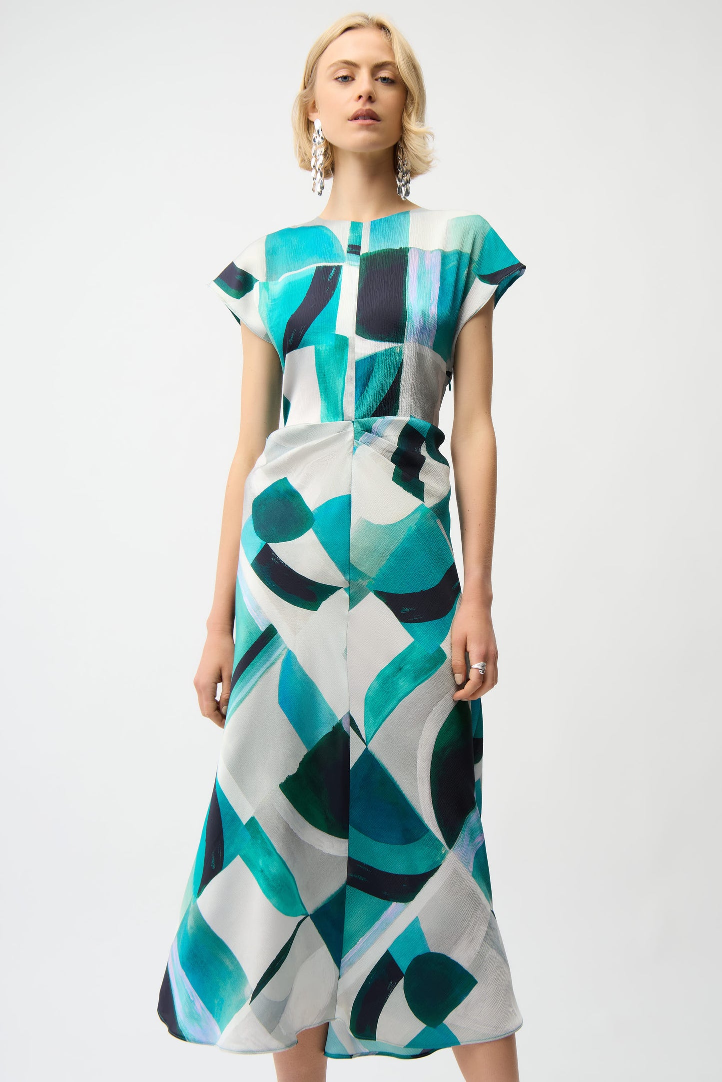 Joseph Ribkoff Satin Geometric Print Green/Multi