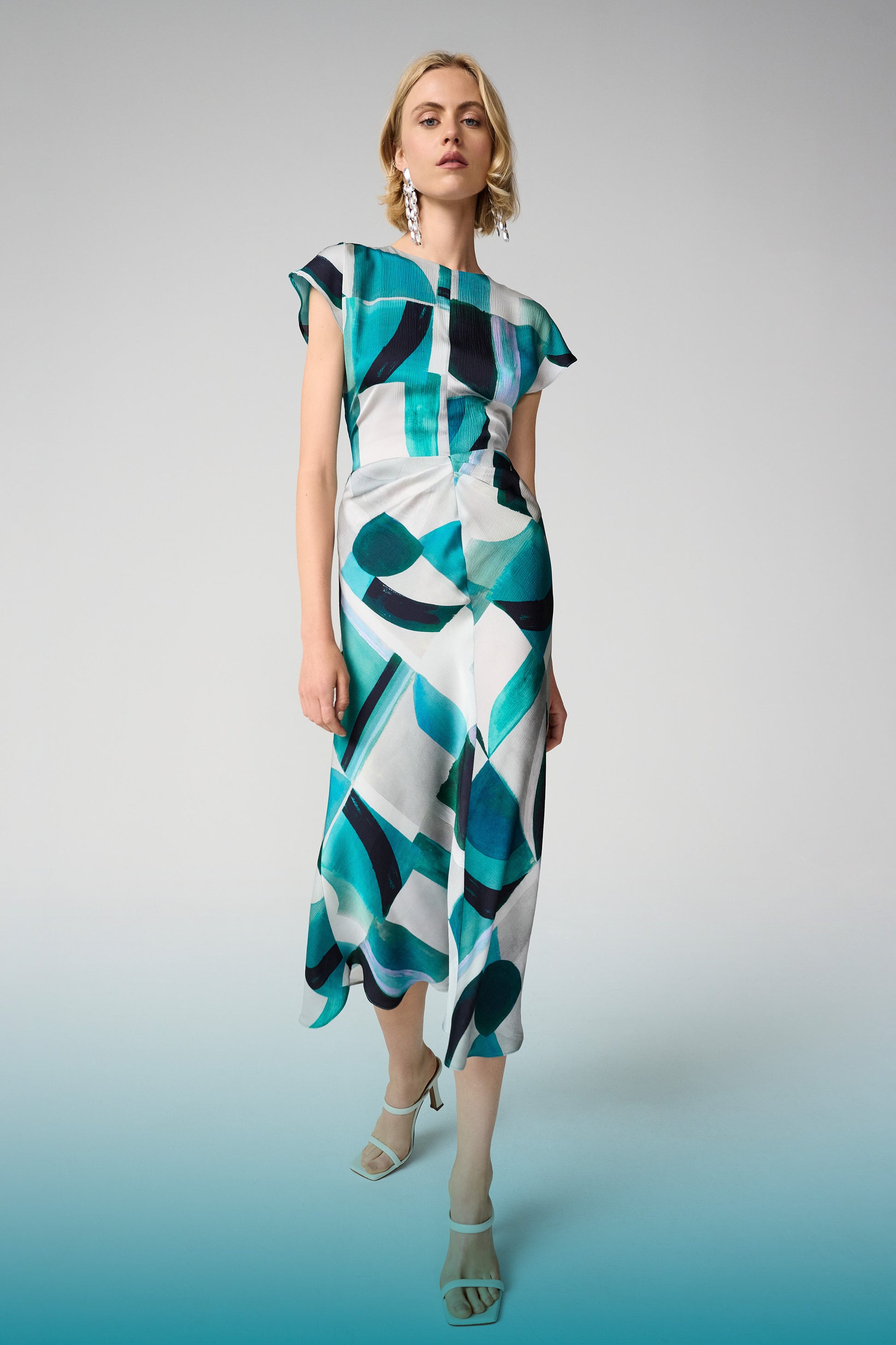 Joseph Ribkoff Satin Geometric Print Green/Multi