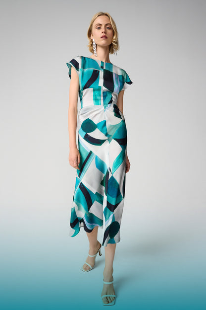 Joseph Ribkoff Satin Geometric Print Green/Multi
