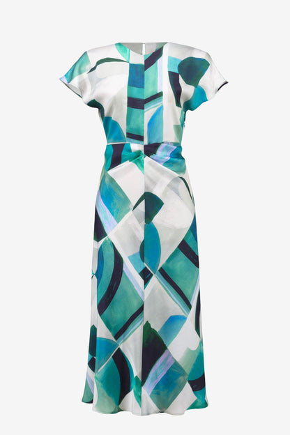 Joseph Ribkoff Satin Geometric Print Green/Multi