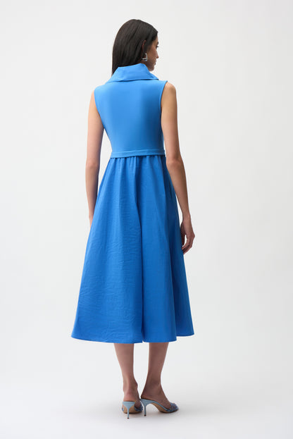 Joseph Ribkoff Silky Knit Dress With Shawl Collar-Harbor Blue