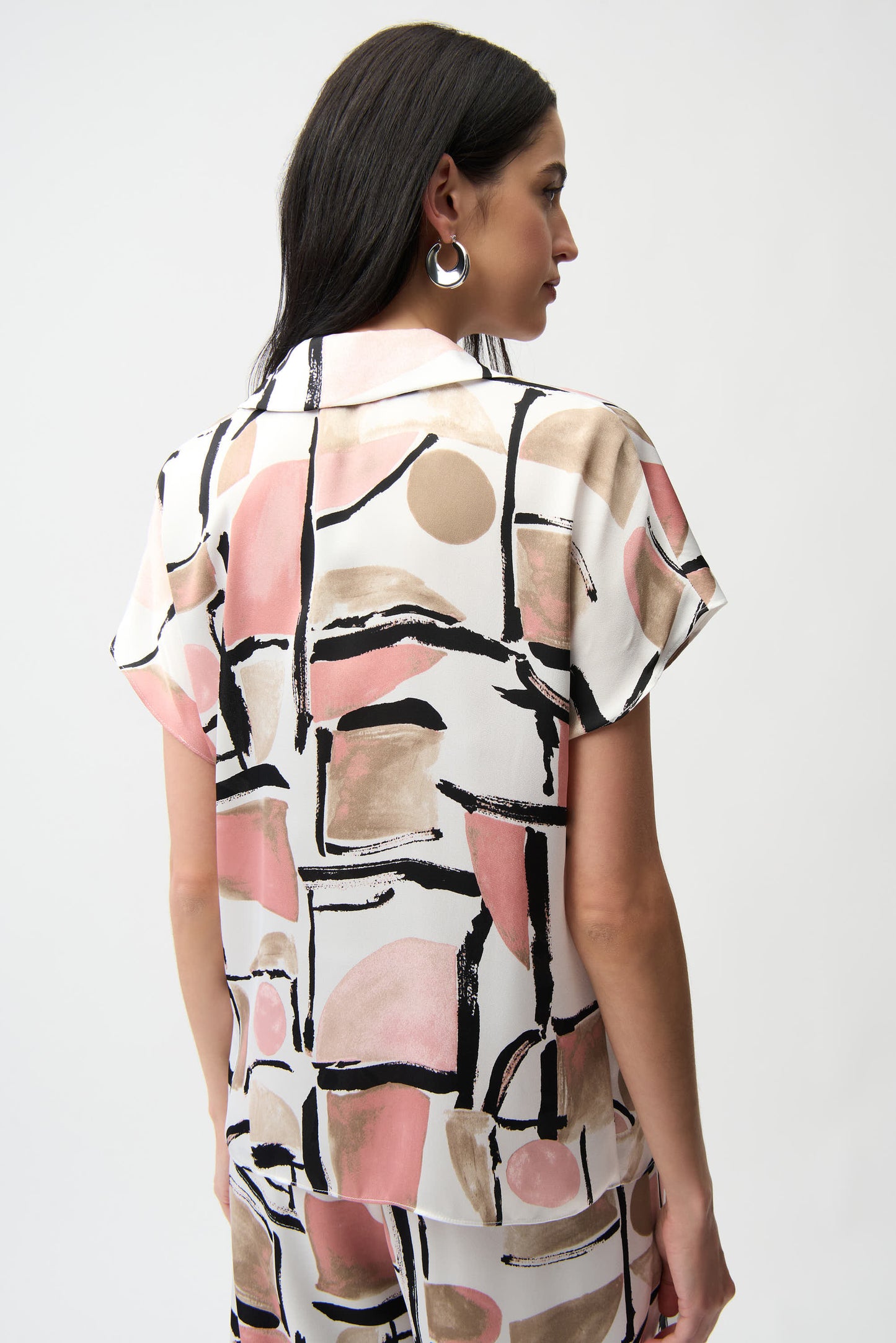 Joseph Ribkoff Satin Abstract Print Top Vanilla/Multi