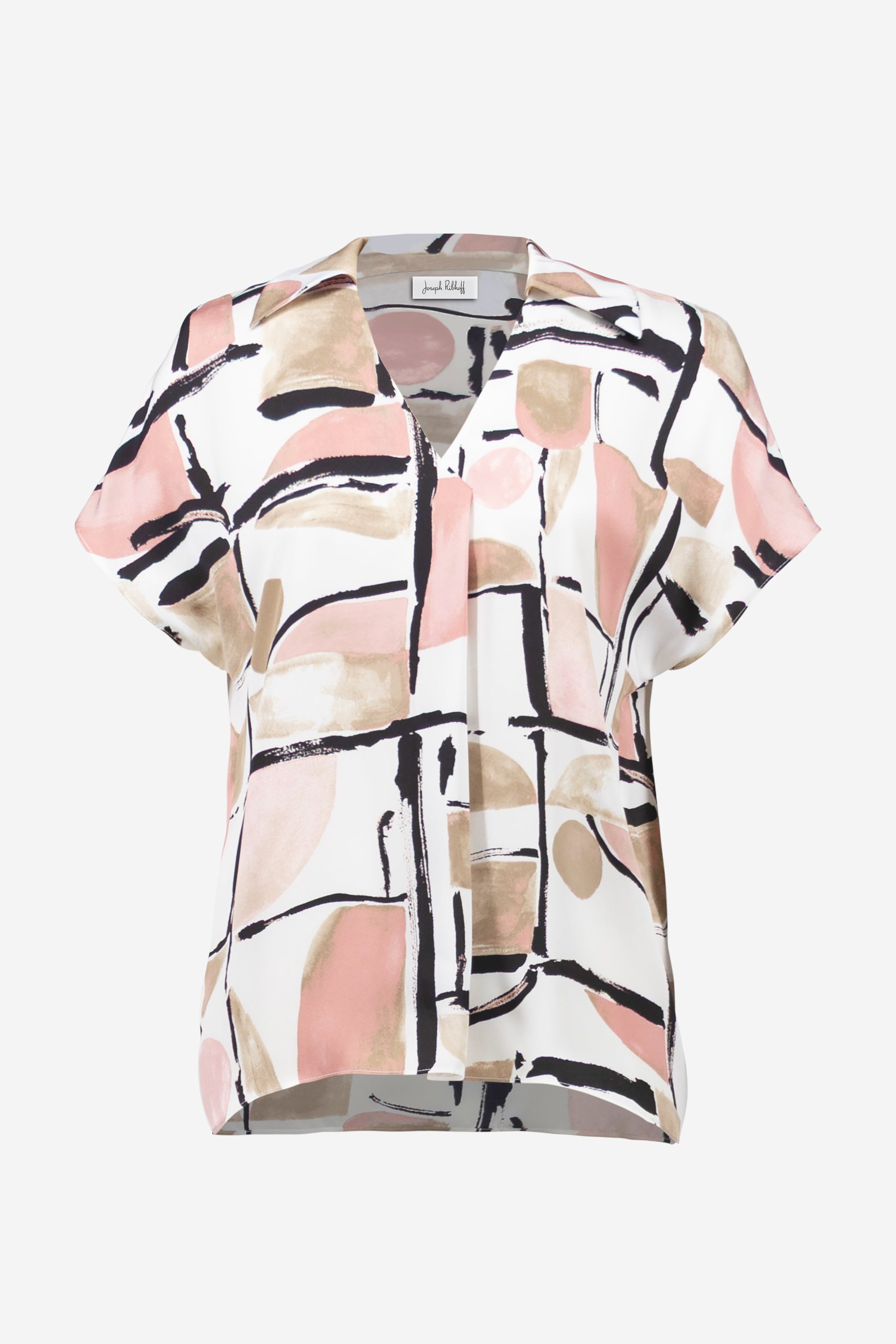 Joseph Ribkoff Satin Abstract Print Top Vanilla/Multi