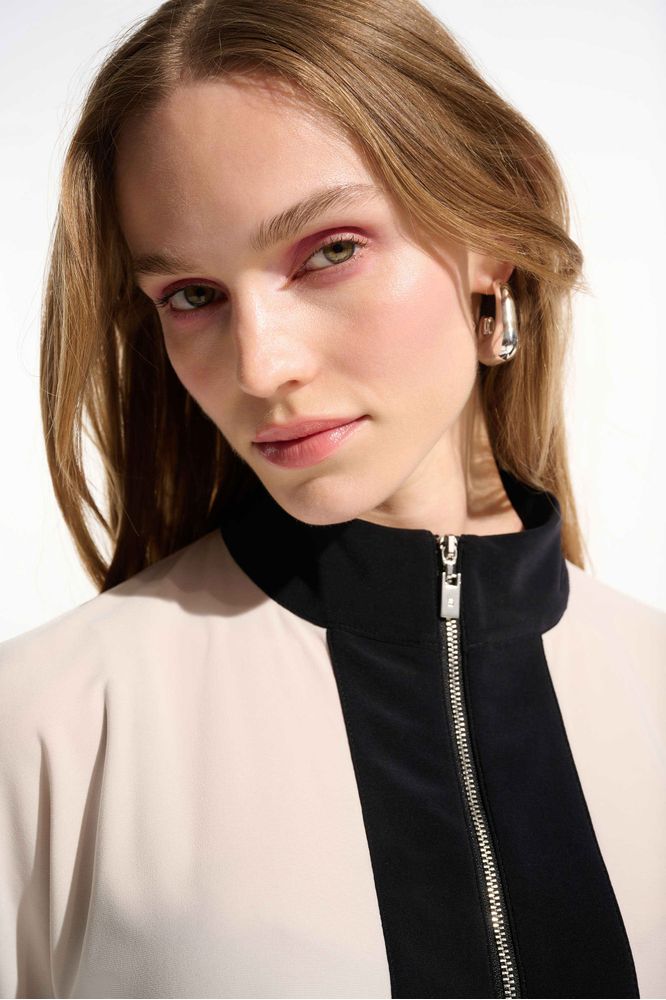 Joseph Ribkoff Block Straight Top - Moonstone/Black