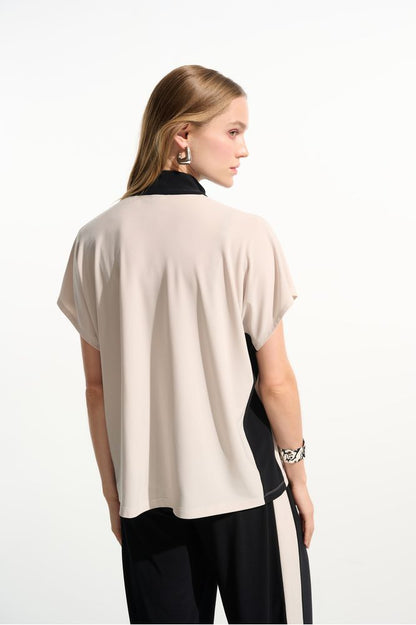 Joseph Ribkoff Block Straight Top - Moonstone/Black