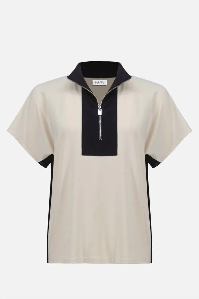 Joseph Ribkoff Block Straight Top - Moonstone/Black