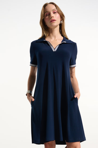 Joseph Ribkoff Polo Collar Trapeze Dress Indigo
