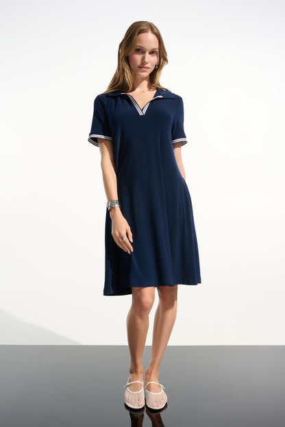 Joseph Ribkoff Polo Collar Trapeze Dress Indigo