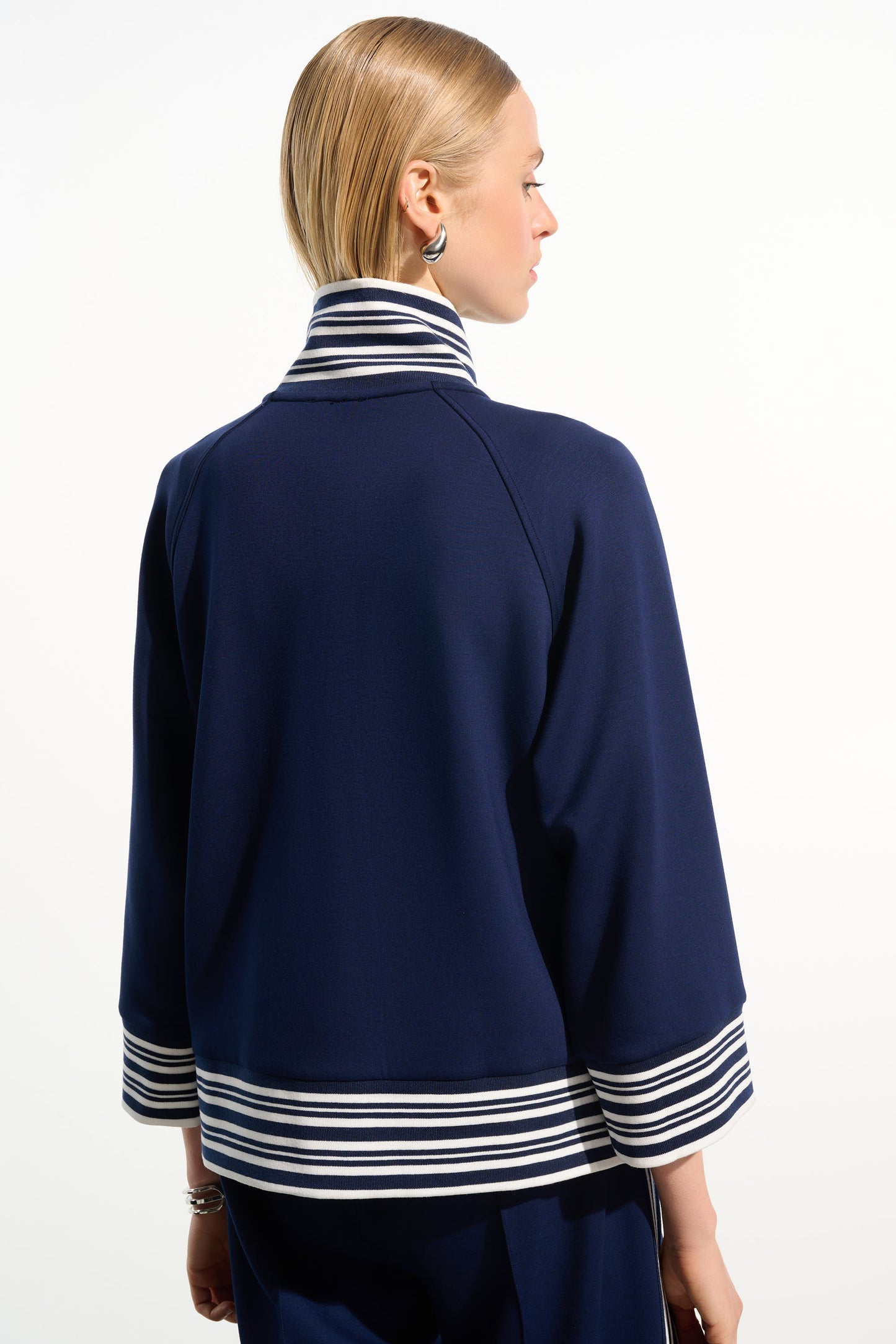 Joseph Ribkoff Funnel Collar Jacket Indigo/Vanilla