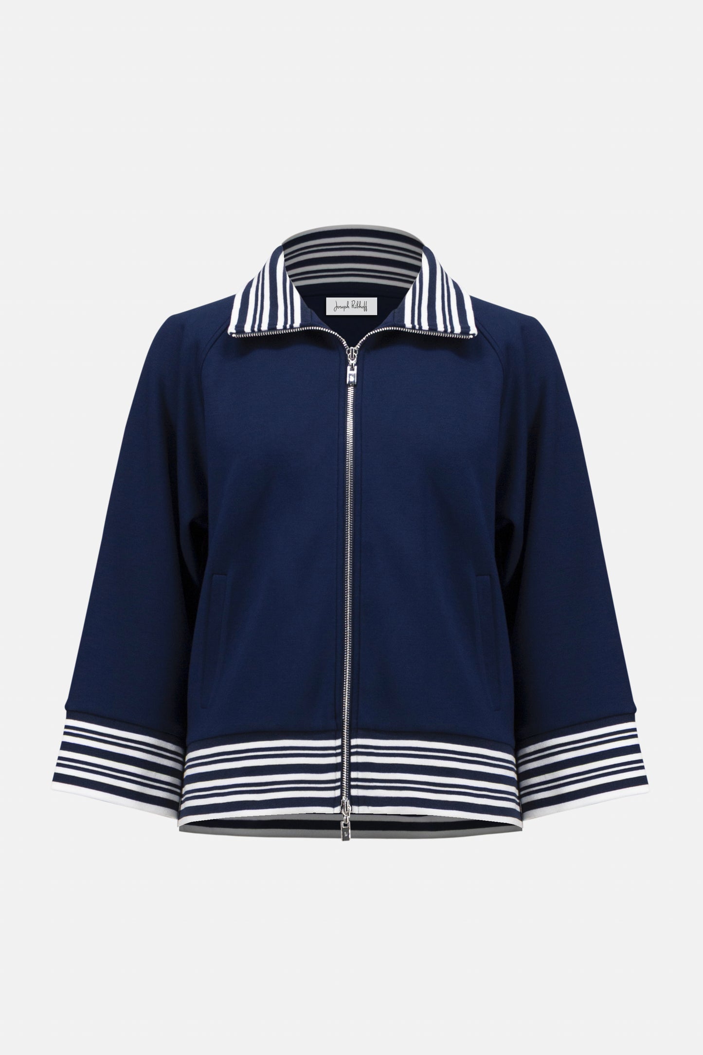 Joseph Ribkoff Funnel Collar Jacket Indigo/Vanilla