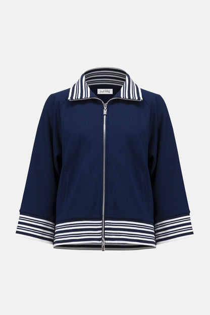 Joseph Ribkoff Funnel Collar Jacket Indigo/Vanilla