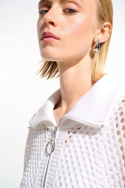 Joseph Ribkoff Boxy Half Zip Vanilla