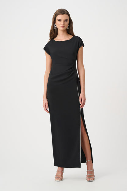 Joseph Ribkoff  Rhinestone Trim Crepe Gown Black