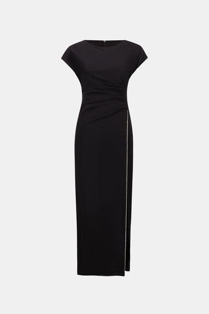 Joseph Ribkoff  Rhinestone Trim Crepe Gown Black