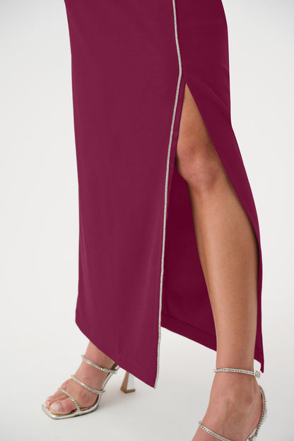 Joseph Ribkoff Rhinestones Piping Gown Berry Burst