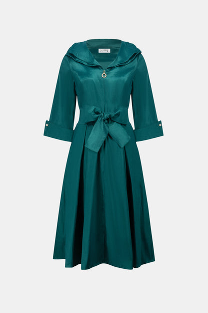 Joseph Ribkoff Taffeta Lapel Collar Dress Opulent Green
