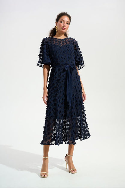 Joseph Ribkoff Embroidered Chiffon Dress - Midnight Blue