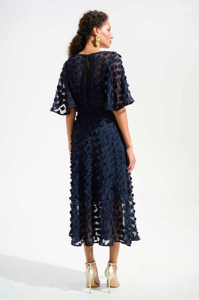 Joseph Ribkoff Embroidered Chiffon Dress - Midnight Blue