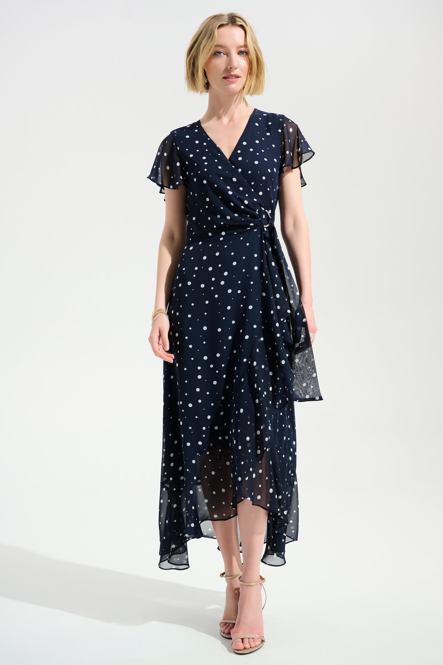 Joseph Ribkoff Print Wrap Dress Midnight Blue/Vanilla
