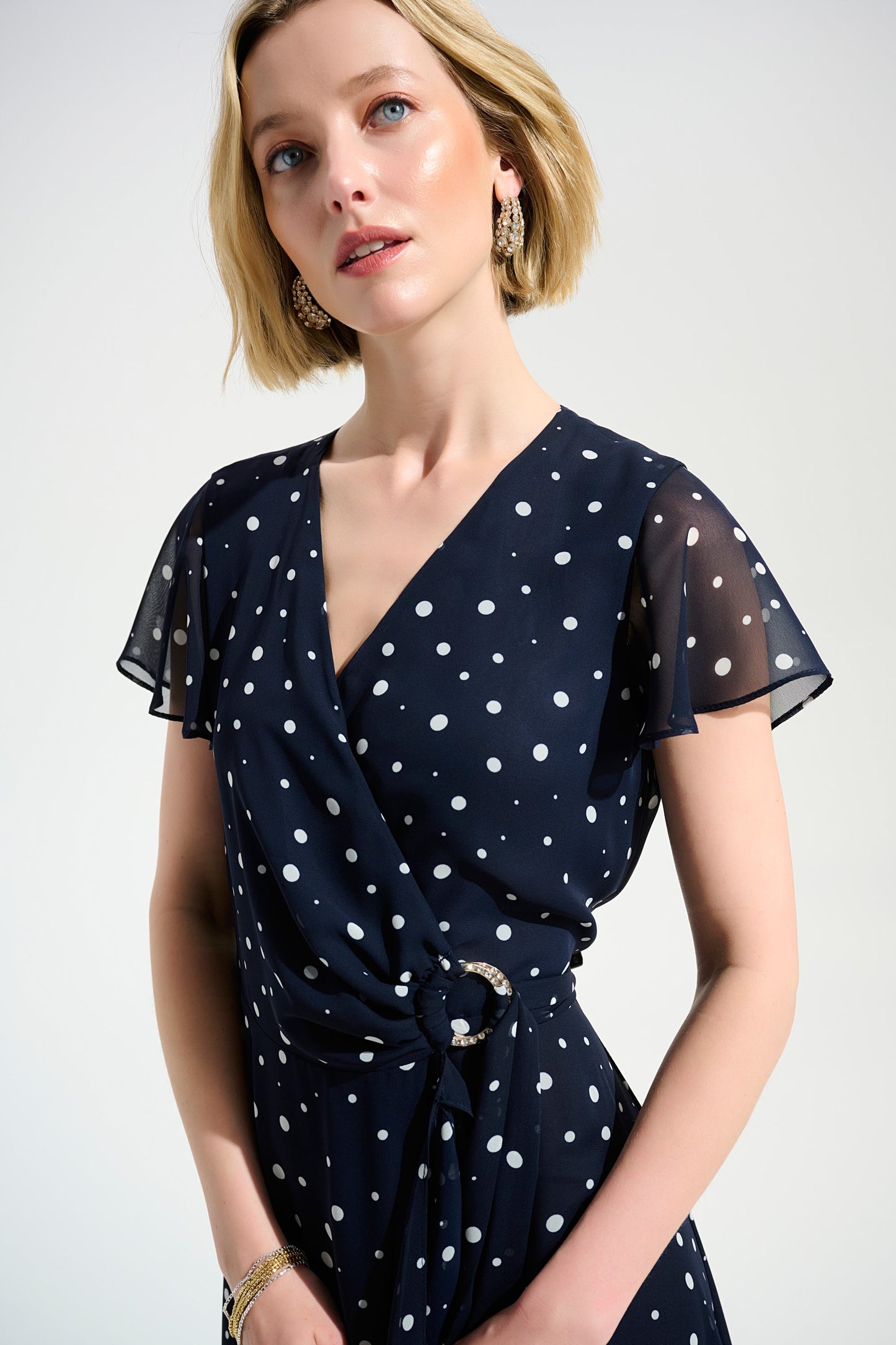 Joseph Ribkoff Print Wrap Dress Midnight Blue/Vanilla