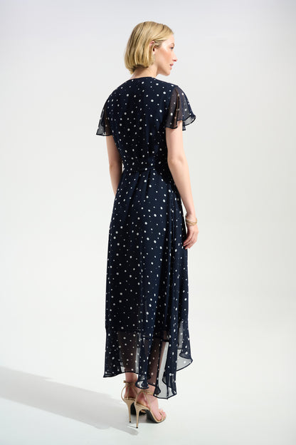 Joseph Ribkoff Print Wrap Dress Midnight Blue/Vanilla