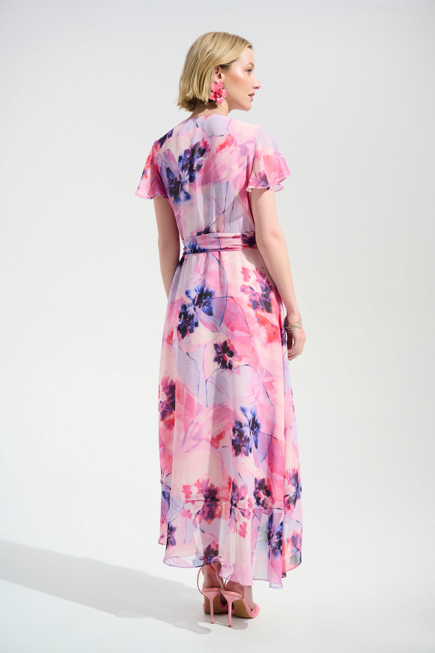 Joseph Ribkoff Ruffle Detail Wrap Dress-Multi