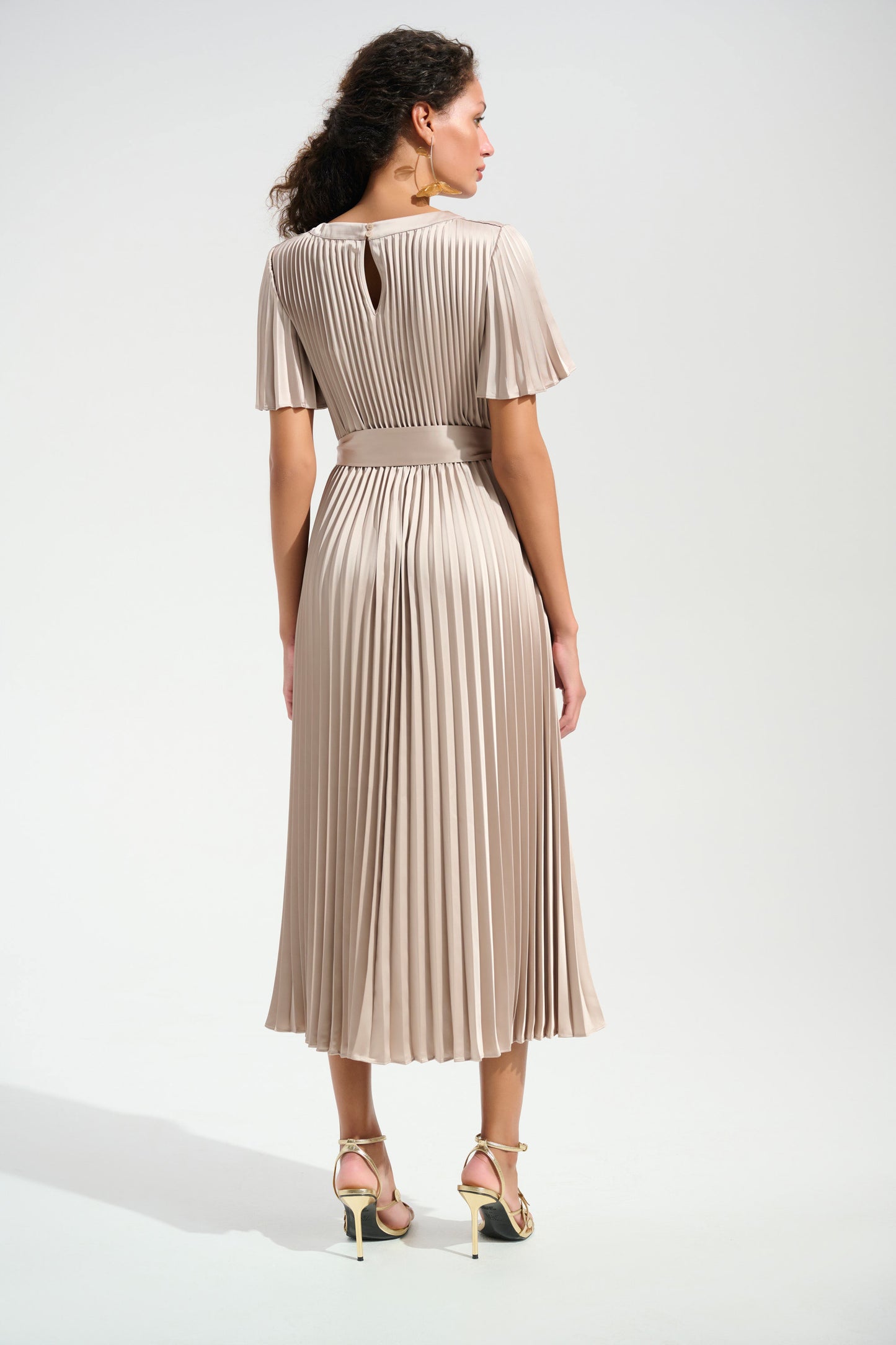 Joseph Ribkoff Pleated Satin Sand Dress
