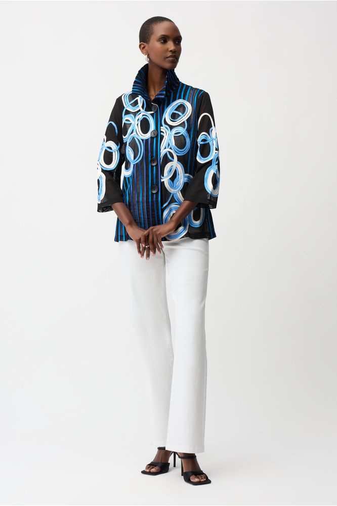 Joseph Ribkoff Satin & Mesh Jacket Black/Multi