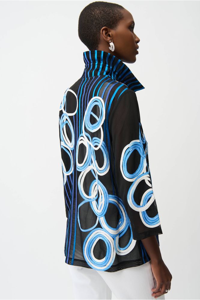 Joseph Ribkoff Satin & Mesh Jacket Black/Multi