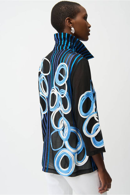 Joseph Ribkoff Satin & Mesh Jacket Black/Multi