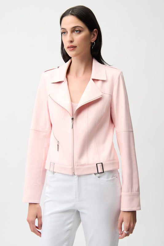 Joseph Ribkoff Faux Suede Fitted Jacket Petal Pink