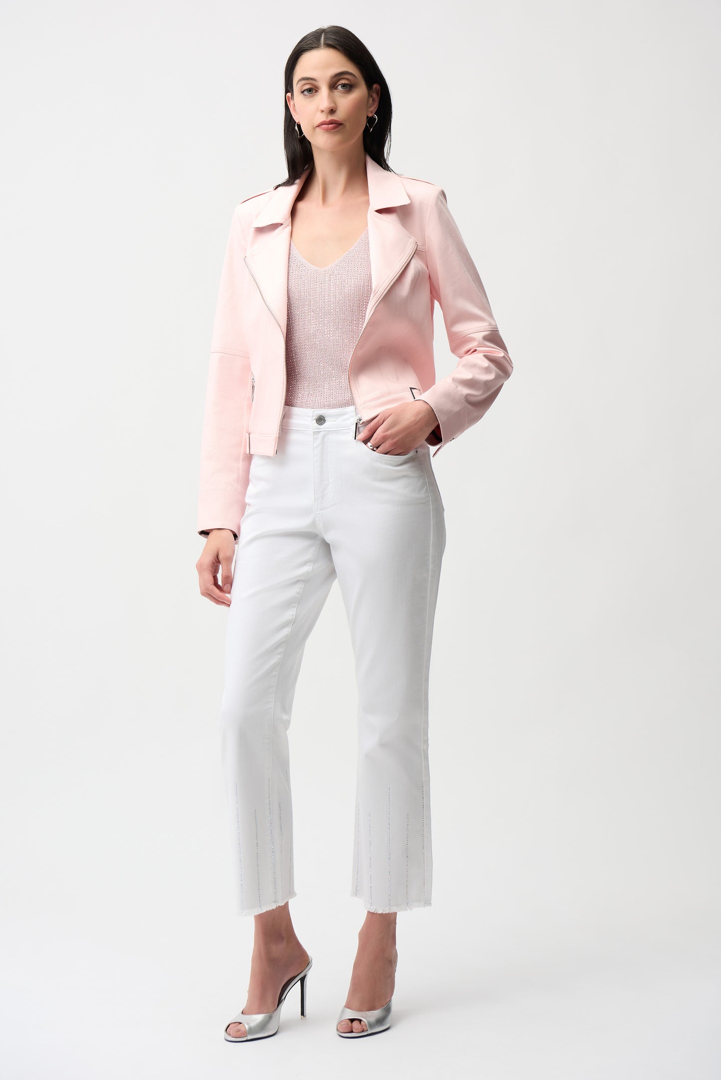 Joseph Ribkoff Faux Suede Fitted Jacket Petal Pink