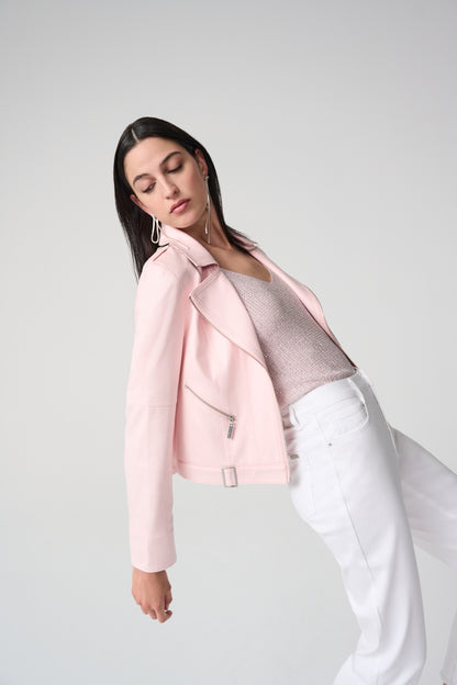 Joseph Ribkoff Faux Suede Fitted Jacket Petal Pink