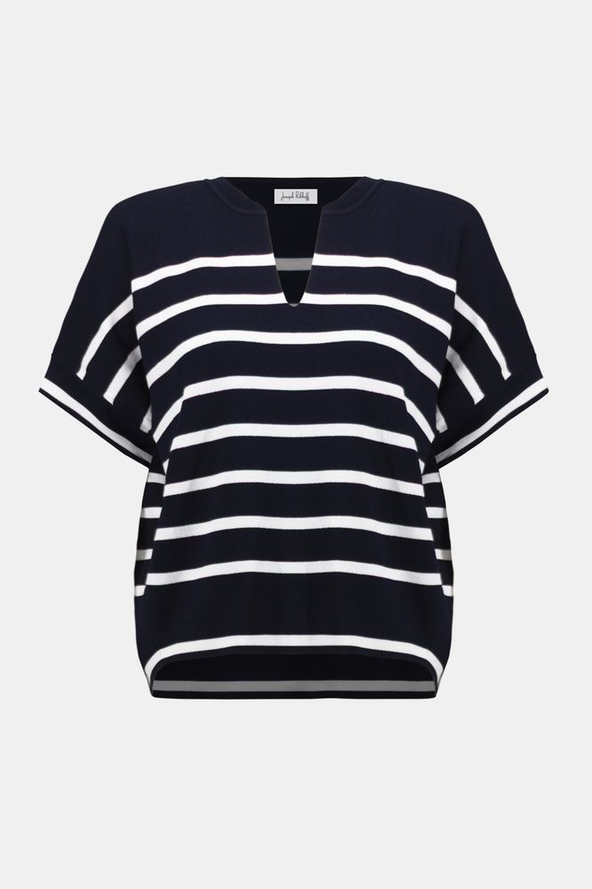 Joseph Ribkoff Short Sleeve Sweater - Midnight Blue/Vanilla