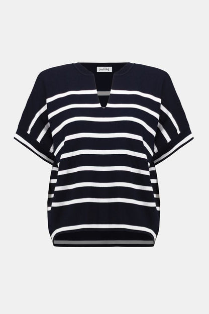 Joseph Ribkoff Short Sleeve Sweater - Midnight Blue/Vanilla