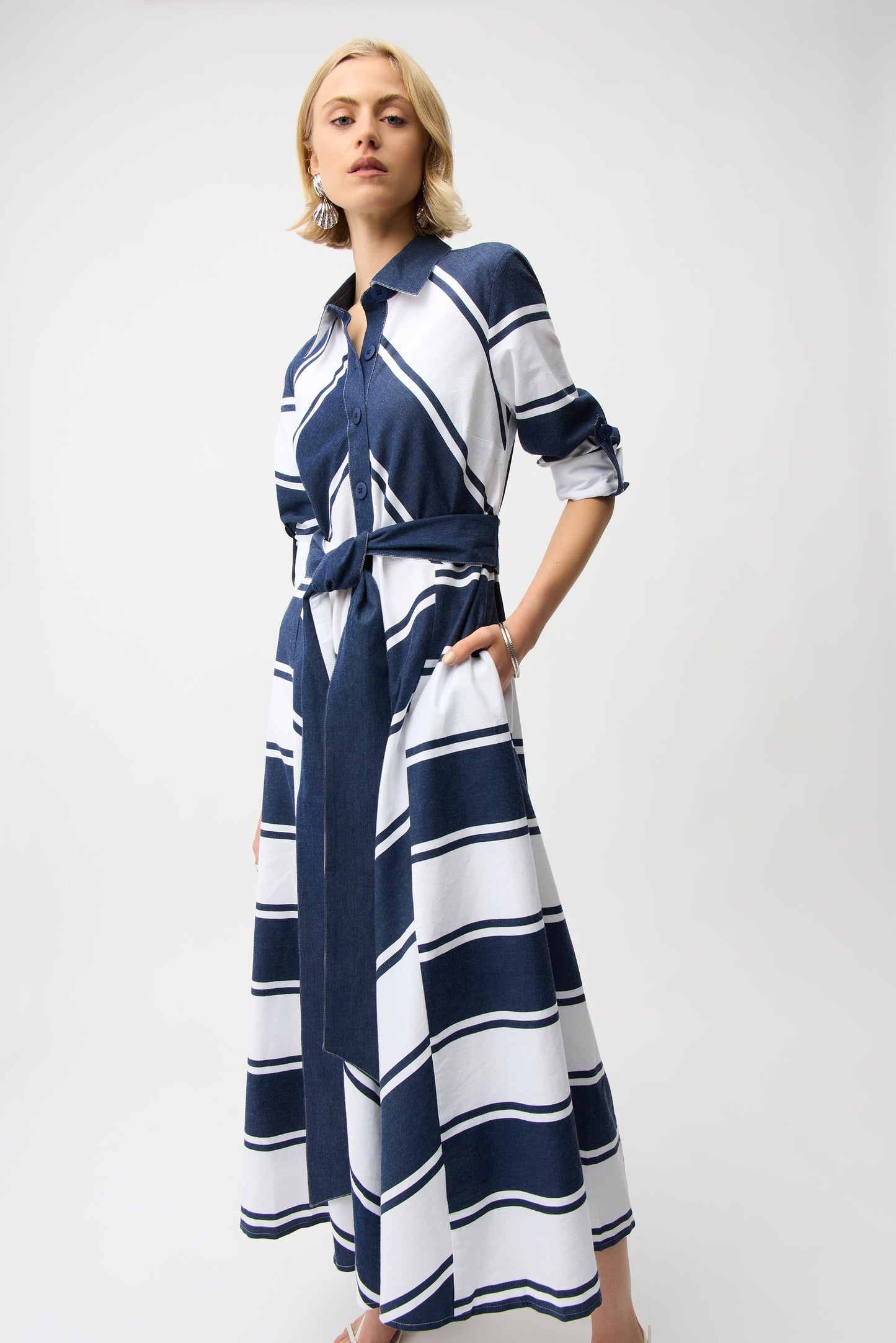 Joseph Ribkoff Shirt Dress Navy/White